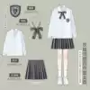 Long-sleeve, mini-skirt, bow tie, badge, JK style (Japanese school style)