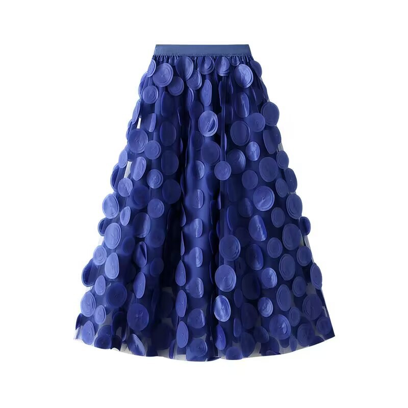 Women's Gender Summer Spring Streetwear Round Dots Solid Color Polyester Midi Dress Skirts