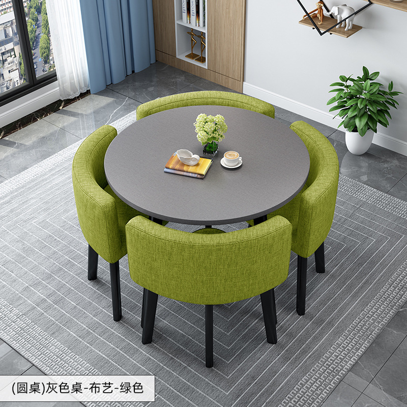 Simple Recepción y negociación pequeña mesa redonda mesa de recepción negociación reunión mesa de invitados y silla traje Oficina área de descanso mesa y silla combinación