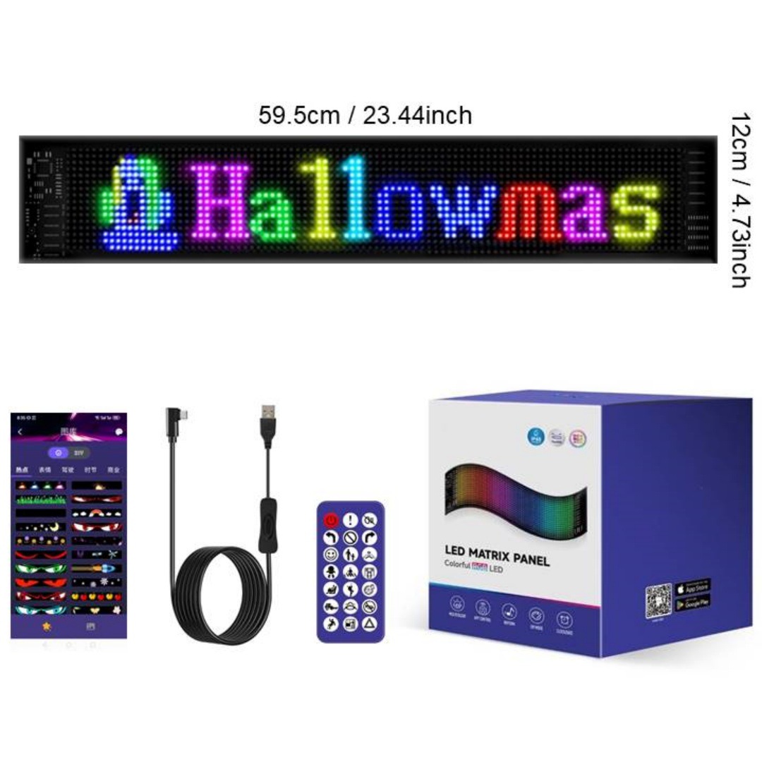 APP Bluetooth Pantalla LED a todo color Tienda de publicidad en automóviles Ojos del diablo LED pegado en automóviles Pantalla flexible pantalla suave