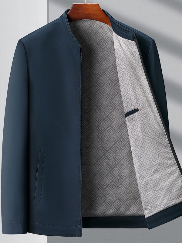 Men's Jacket for Middle-Aged, Casual Stand-Collar Business Style, 2026 Spring New Model, Dad's Jacket, Wrinkle-Free, Actual Test