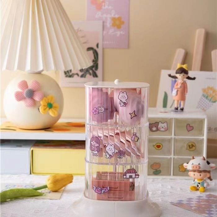 Joyería caja de almacenamiento joyería horquilla luz lujo almacenamiento dormitorio a prueba de polvo escritorio transparente almacenamiento organizador caja