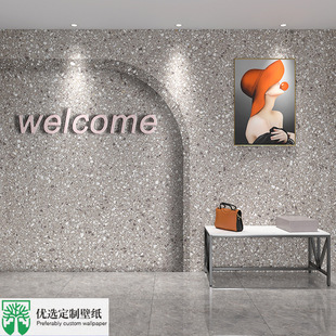 Nordic modern terrastone clothing store wallpaper beauty salon nail salon wall cloth 3d three-dimensional arch live studio wallpaper