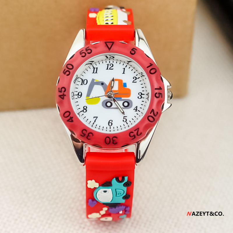 2021 nuevos niños lindo excavadora reloj coreano 3D niños silicona Kart reloj de cuarzo
