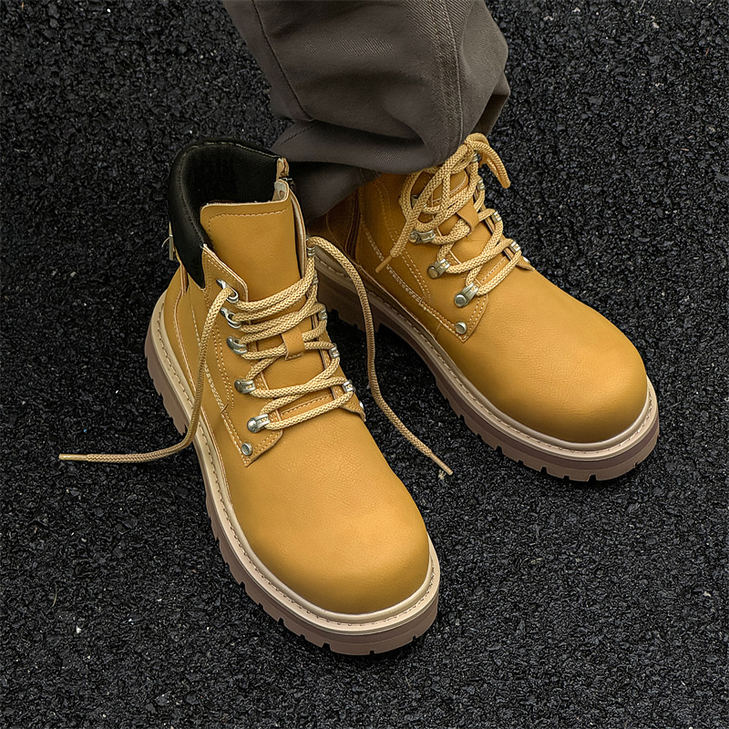 マーティンブーツ男2024新型英倫風工装靴復古高組靴アウトドア登山靴66590-j