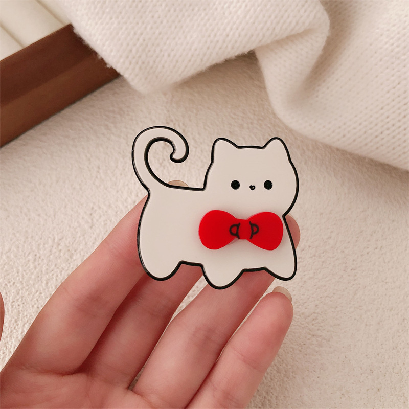 Caricatura encantadora onda punto perrito gatito broche de cabello de niña corazón arco de cabello roto fijación de bordes broche de cabello de gatito universal