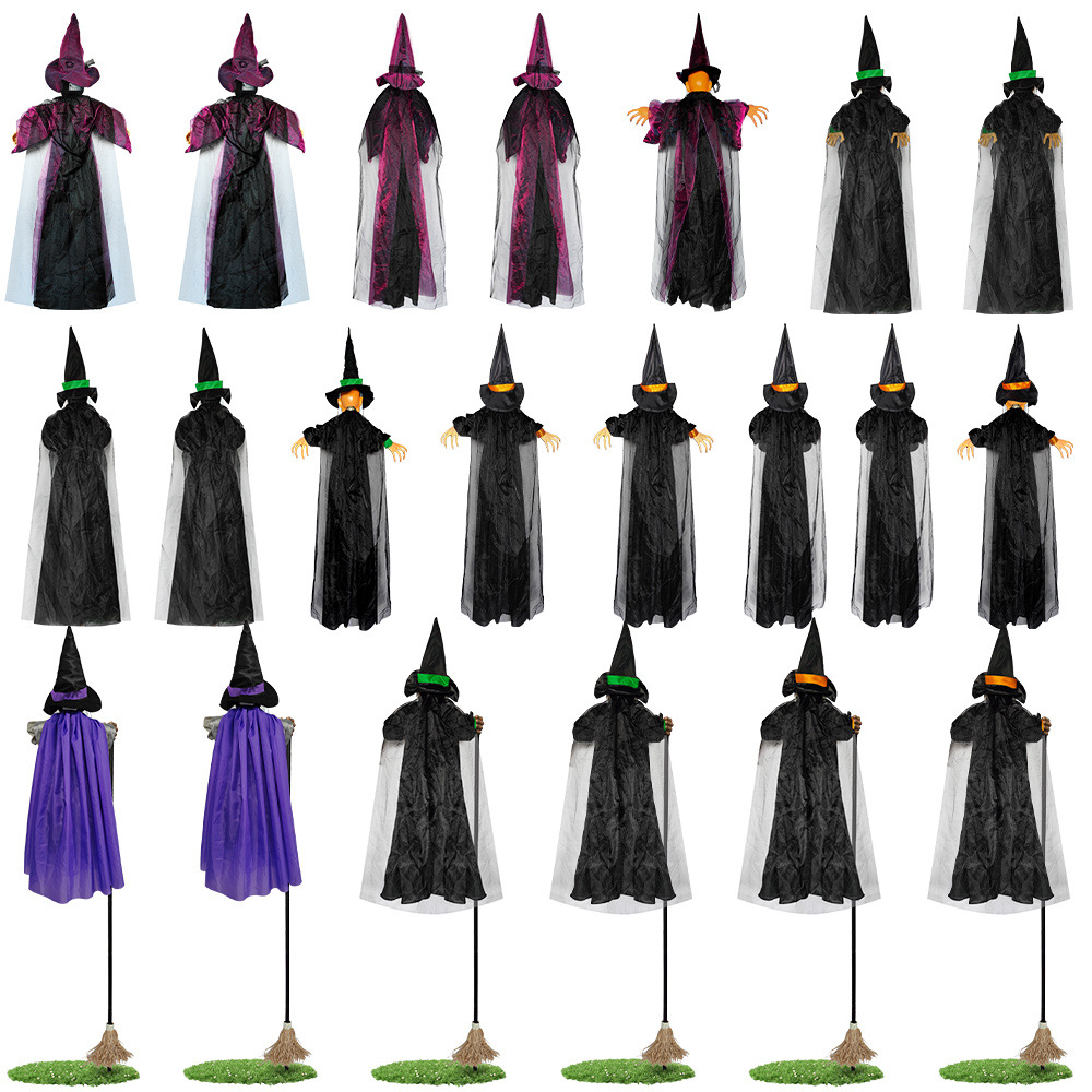 Serie de brujas activadas por voz, brillantes, que gritan, para escape room, terror, fantasma colgante, bruja, accesorios para casa embrujada de Halloween