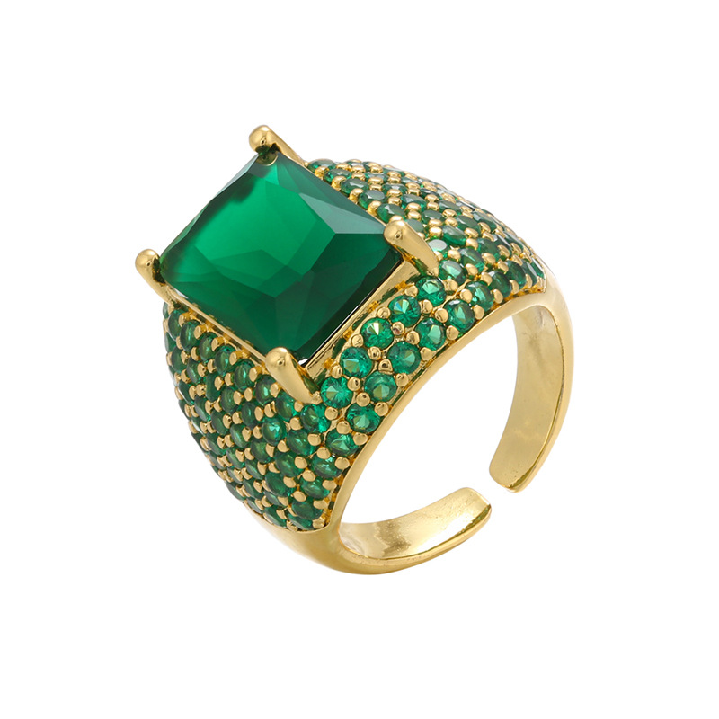 8g Weight Zircon Inlay Material Festival Occasion Copper Material Geometric Pattern Women'S Gender Plating Design Fashion Style White, Purple, Green, Gold Color Copper Plating Geometric Zircon Copper Rings 2