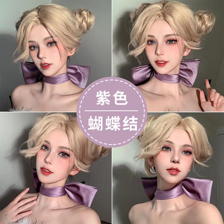 Tom Cat Purple Bow Hairpin Neck Necklace COS Tom Dream Cat Collar Hair Accessories Accessories Women