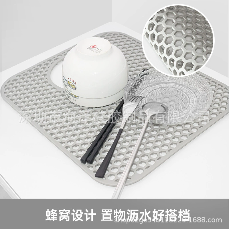 Популярный силиконовый коврик для кухни Amazon большого размера, предназначенный для раковины, обладает нескользящими свойствами, теплоизоляцией и многофункциональностью.