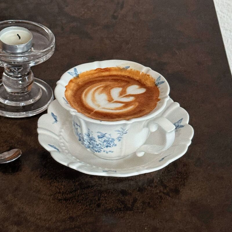 法式复古蝴蝶花陶瓷杯碟咖啡杯碟拿铁拉花杯下午茶杯红茶杯甜品盘|undefined