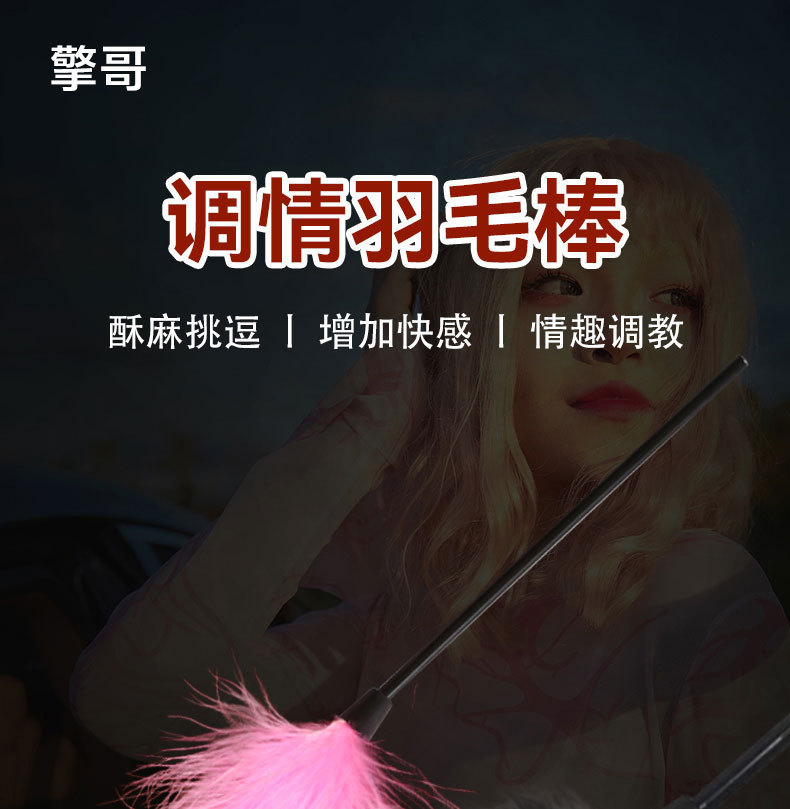 Feather Teasing Stick in Pink with ABS Handle for Adult Sensory Play — detail image 11