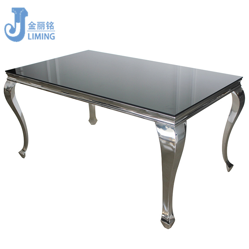 Fábrica al por mayor muebles de restaurante mesa de comedor de mármol y combinación de silla mesa de comedor y silla de pie en forma de serpiente mesa de comedor rectangular de acero inoxidable