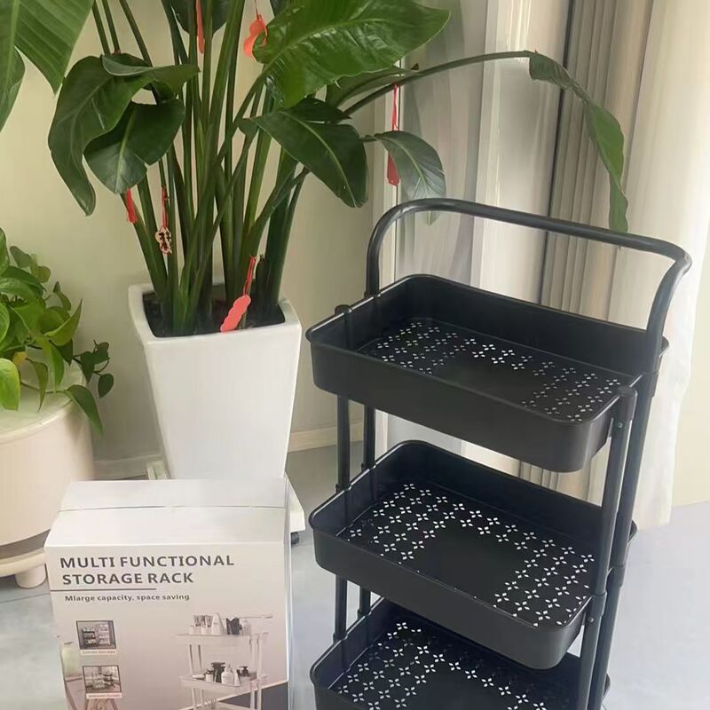 置物架厂家批发可移动家用零食储物架一代发三层果蔬玩具收纳篮子|undefined