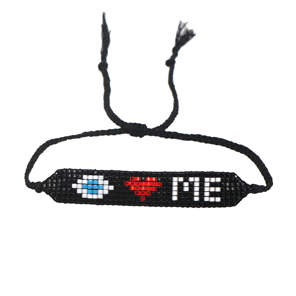 Fashion Heart Weaving Bracelet Eye Beaded Ethnic Style Letters Stacked Bracelet display picture 2