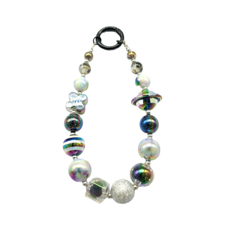 Gancho de puerta de color sólido de perlas coloridas frescas 2023 nuevo oscuro cuentas pintadas a mano llavero colgante Cadena de teléfono móvil