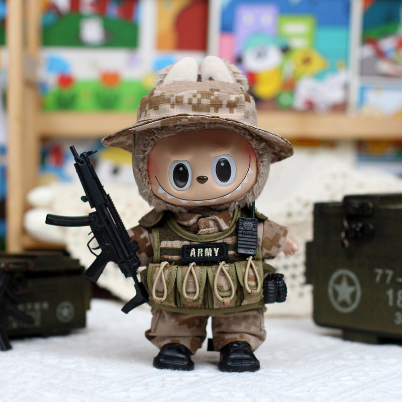 Clothing Only] First/Third Generation Labubu Doll Clothes Vinyl Pendant Doll Clothes Tactical Chest Hanging Heartbeat Macaron