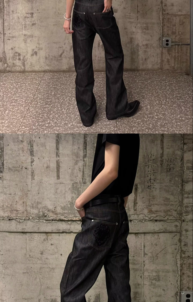Unisex Style Raw Denim High Street Retro Casual Jeans Clean Fit Versatile Loose Wide Leg Drapey Trousers_mkmklike.com