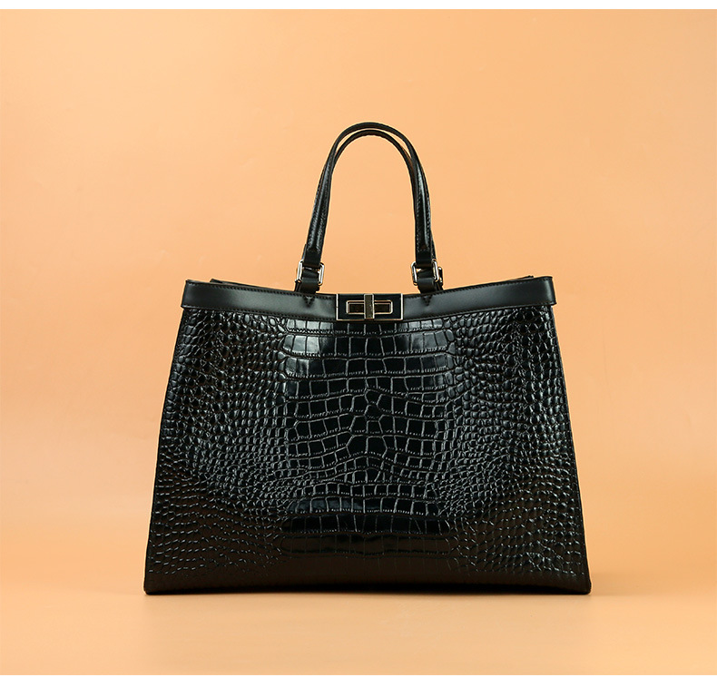 头层牛皮欧美手提大包大容量通勤时尚托特包单肩斜挎