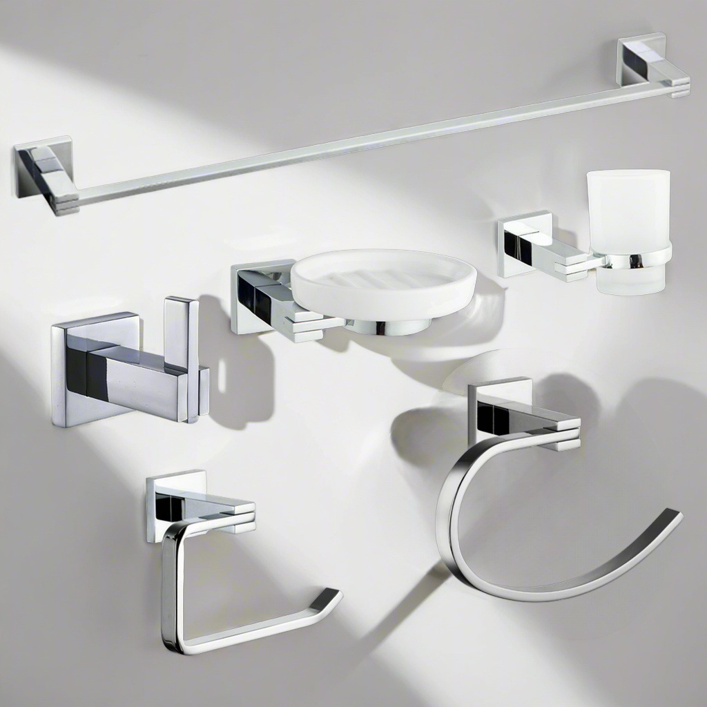 Fabricante directo de limpieza de seis piezas de colgantes de baño, estante de papel de aluminio, barra de toallas, estante de tazas