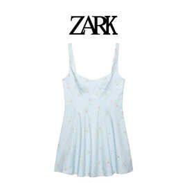 ZARK 欧美新款花朵印花府绸短连衣裙 跨境外贸女装批发 2050307