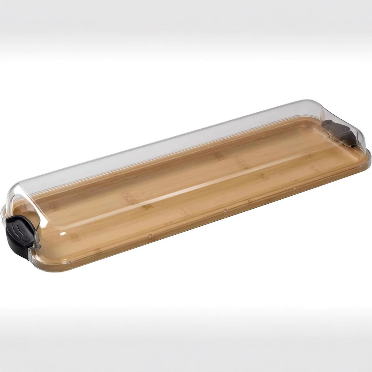 Hot spot tablero de comida cocinada de bambú con cubierta transparente casera de madera sólida snack plato de cocina tablero de queso tablero de corte de verduras