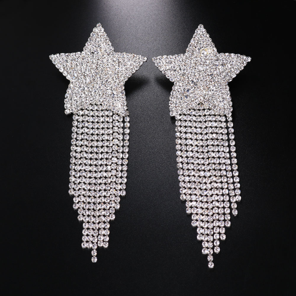 Europa y América transfronteriza caliente moda estrella borla pegatinas en el pecho femenino sexy rhinestone pezón pegatinas en el pecho