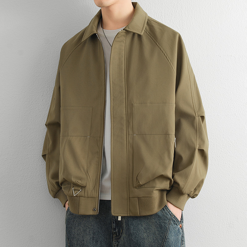 2026 Fall Collection American Retro Men's Solid Color Turn-down Collar Stylish Casual Business Casual Men's Jacket