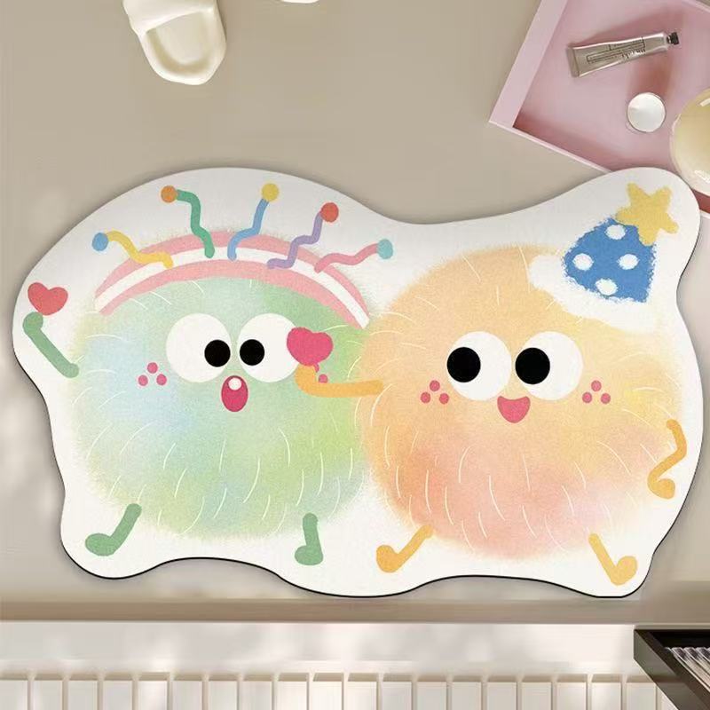 Alfombra absorbente para baño con dibujos animados, alfombra antideslizante de tierra de diatomeas para la entrada del baño, alfombra de secado rápido para el inodoro del hogar, envío gratis