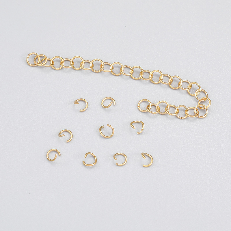 Color-Preserving Furnace Vacuum-Plated 18K Gold Stainless Steel Open Ring Single Ring Connecting Ring DIY Jewelry Basic Accessories