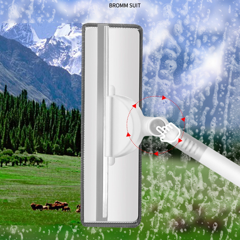 Flexible Squeegee with Extended High-Rise Double-Sided Window Cleaning Tool