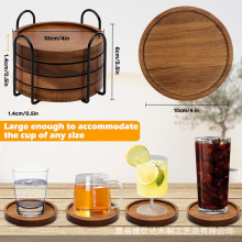 跨境相思木隔热杯垫套装简约圆形实木桌面保护垫下午茶咖啡木杯垫