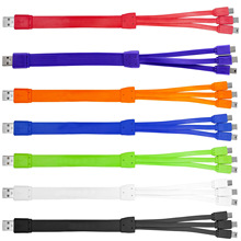 三合一面条充电线 短款三合一充电线 一拖三大面条手机充电线