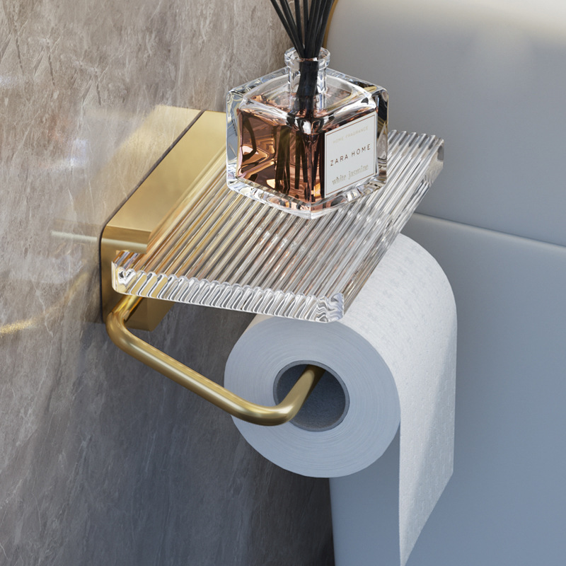 Paper holder for bathroom, acrylic toilet paper holder, wall-mounted without drilling, toilet paper box, phone tissue dispenser, storage rack, new design