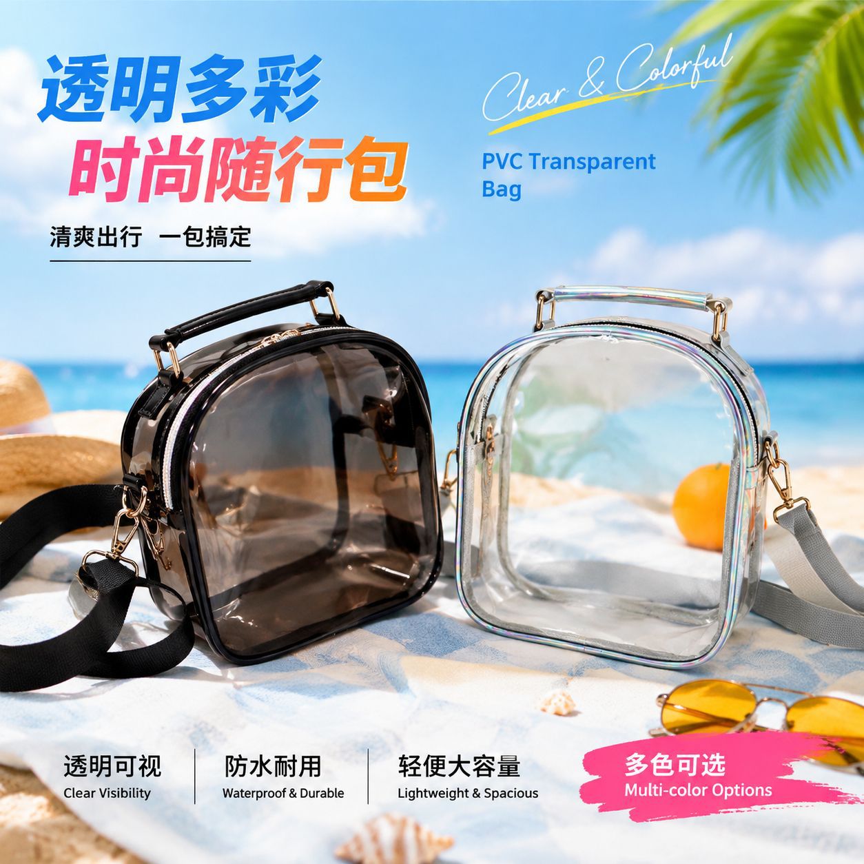 New trendy minimalist laser transparent light luxury jelly bag, odorless, suitable for going out, crossbody bag, shoulder handbag
