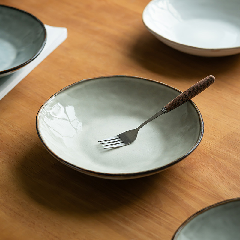 Tazón de cerámica de gran tamaño, tazón de platos irregulares, tazón de exposición individual, tazón retrógrado doméstico, tazón de fideos, tazón de sopa, cubiertos