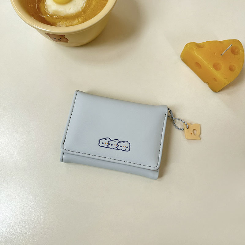 [Galleta de queso] manruike titular de la tarjeta de las mujeres lindas creativo corto tríptico Monedero billetera mujeres