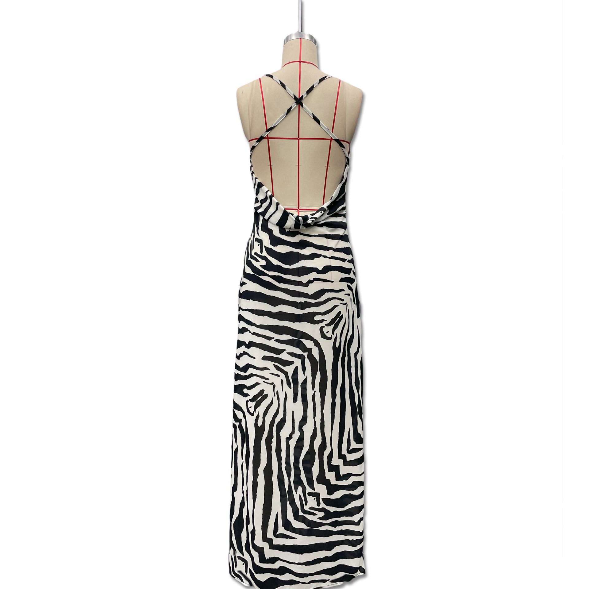 Women's Zebra Print High Slit Dress See-through Tie Waist Sexy Vacation Style Clothing for Fall Fashion 2024_ecoleips.com