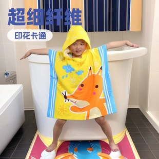 in stock wholesale cross-border children's cape bath towel cape baby hooded bath towel absorbent cartoon printed beach bathrobe