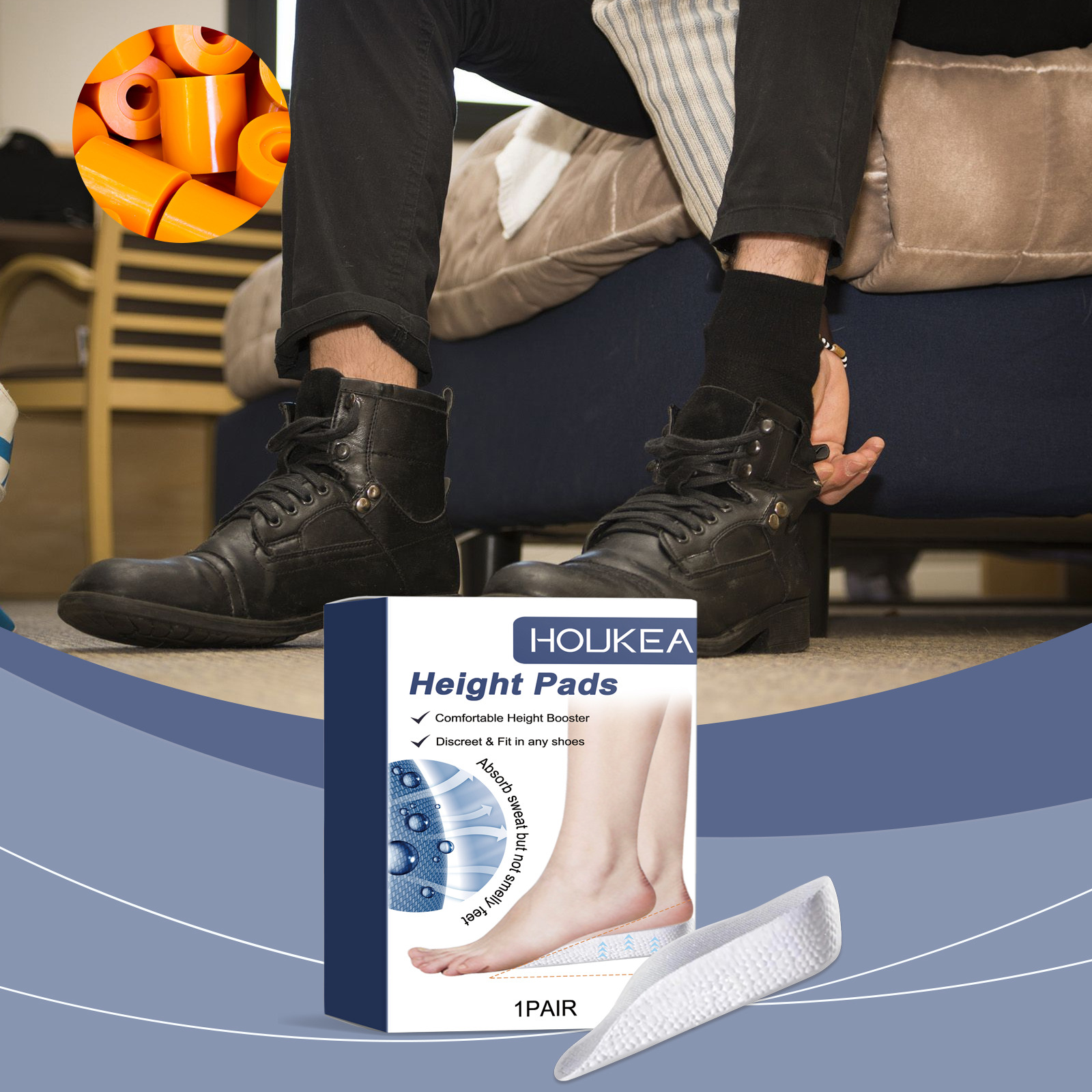 Einlegesohle, rutschfeste, verschleißfeste Stützkörperpflege für den Außenbereich, langlebige, atmungsaktive Einlegesohle_voghion.com