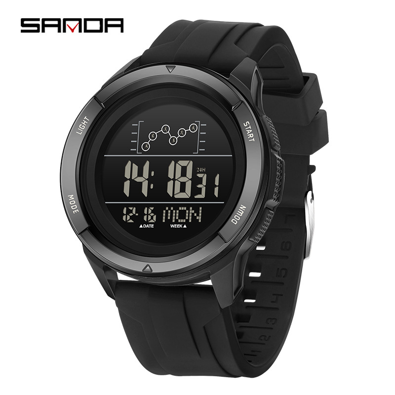 SANDA Sanda hoja electrónica multifunción reloj de despertador para estudiantes gran dial impermeable al aire libre reloj deportivo