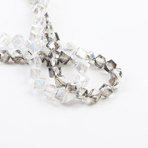 Oblique crystal glass beads 8mm bracelet necklace accessories beads DIY flat beads black and white string beads material wholesale
