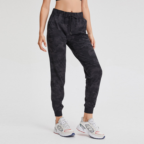 Spring and summer new style elastic waisted yoga pants, simple straight sports and casual elastic leg-tie nine-point pants for women