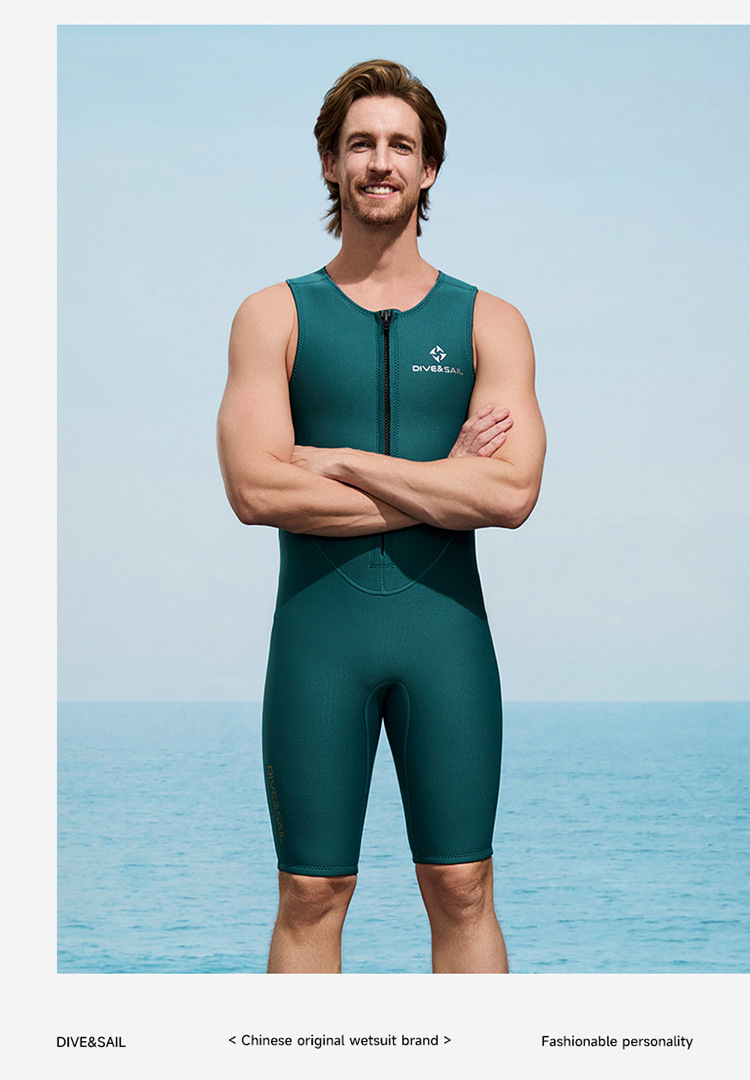 2 mm Neopren-Weste, Neoprenanzüge, einteiliger Neoprenanzug, Reißverschluss vorne, ärmellos, Shorty-Tauchanzug für Herren und Damen, Schnorcheln, Surfen, Badeanzüge – Detail 15