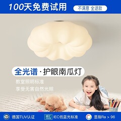 Full-spectrum LED high-CRI bedroom light, living room ceiling lamp, cozy pumpkin-style light, and eye-friendly, blue-light-filtering lamp for kids' rooms.