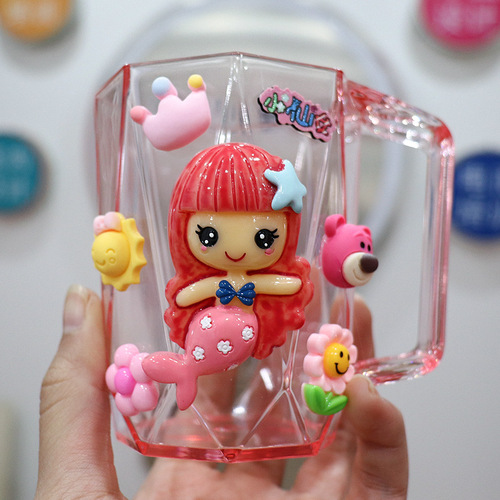 Cartoon Cute Children's Toothbrush Cup Creative Diamond Mouthwash Cup Household Toothbrush Cup Student Dormitory with Tooth Holes Toothbrush