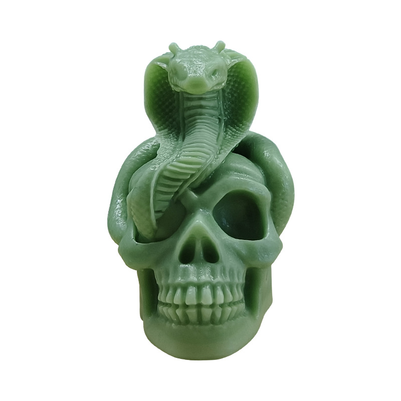 Jiahui Mei Halloween cráneo molde de velas DIY serpiente cráneo de yeso goteo de pegamento decoración doméstica abrasivo
