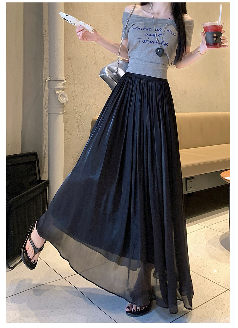 Váy lụa mỏng kiểu Pháp dáng chữ A cao cấp — màu đen chi tiết 32