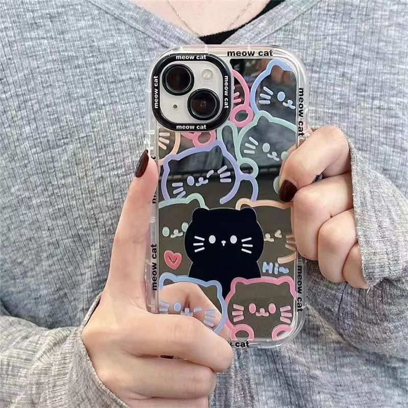 Line cat makeup mirror apple 16/15/14/13 phone case iPhoneXSMAX/XR tide 7P/8p women's Line cat makeup mirror apple 16/15/14/13 phone case iPhoneXSMAX/XR tide 7P/8p women's