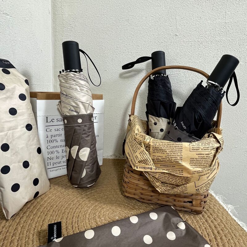Manual Folding Big Wave Dot Women's Bag Umbrella Sunshade Sunscreen Sun Umbrella Black Rubber Umbrella Advertising Umbrella Logo